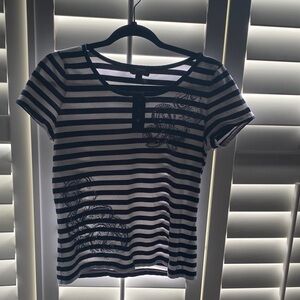 Ralph Lauren Navy and White Striped Tee